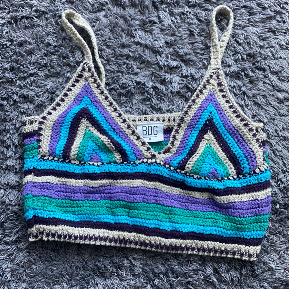 BDG Striped Crochet Crop Top